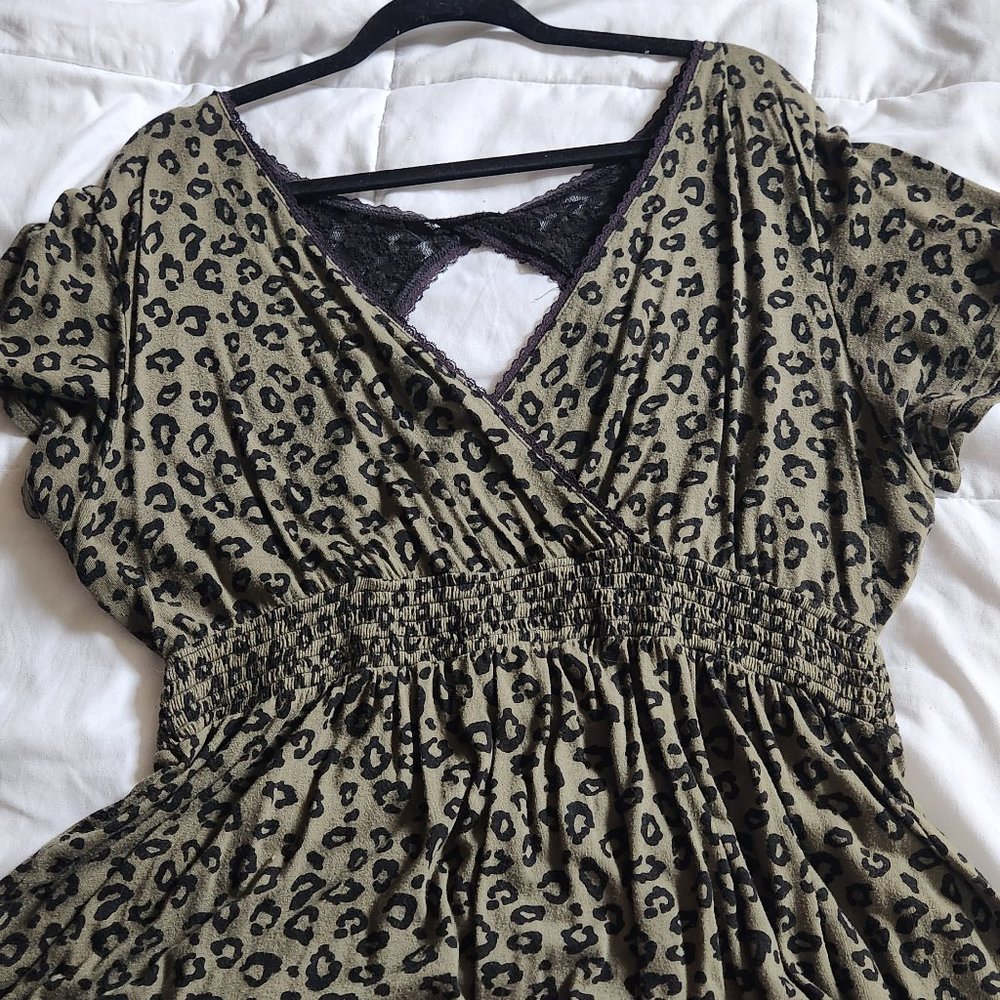 Torrid Leopard Print Wrap Top with Lace Cutout Back - Size 3 - 3x